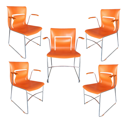 Orange Stylex "Rythm" Armchair by Sva Cvek, Sets of 5 Orange Stylex "Rythm" Armchair by Sva Cvek, Sets of 5