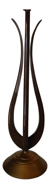 Pair of Mid Century Modernist Tulip Shaped Sculptural Wood Table Lamps Pair of Mid Century Modernist Tulip Shaped Sculptural Wood Table Lamps