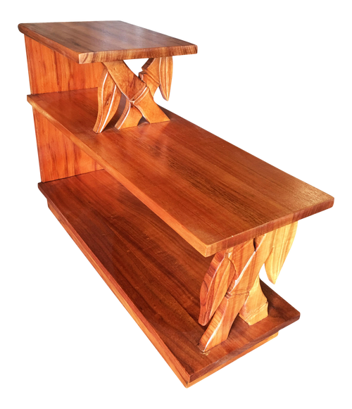 Pair of Restored Midcentury Hand Carved Bamboo Pattern Koa Wood Side Table Pair of Restored Midcentury Hand Carved Bamboo Pattern Koa Wood Side Table