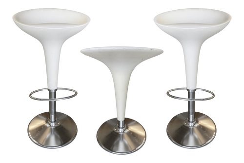 Philippe Starck Style White Modernist Stool and Table Set