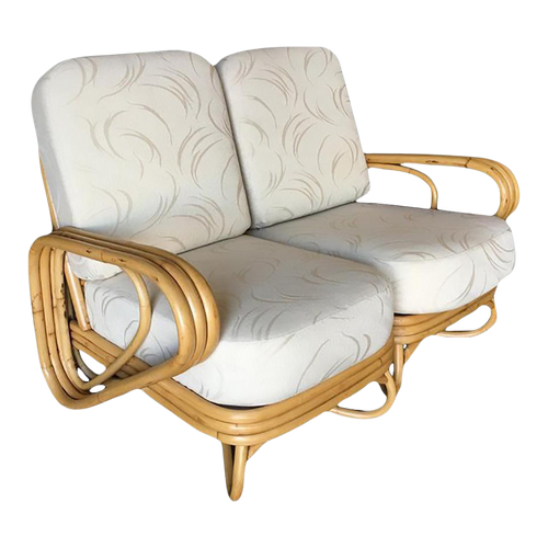 Restored "Triple Triangle" 3-Strand Sectional Settee With Arched Base