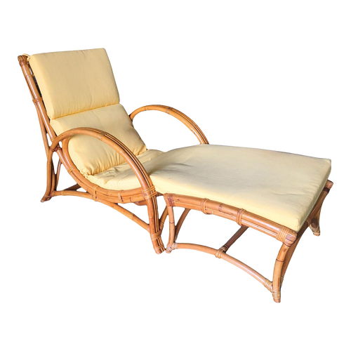 Restored Two-Strand Slope Seat Rattan Chaise Lounge Restored Two-Strand Slope Seat Rattan Chaise Lounge