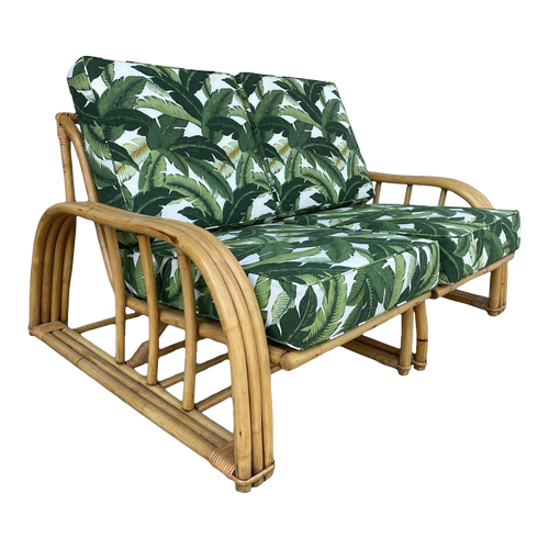 Restored Vintage Paul Laszlo Rattan Three Strand Sectional Settee Sofa Restored Vintage Paul Laszlo Rattan Three Strand Sectional Settee Sofa
