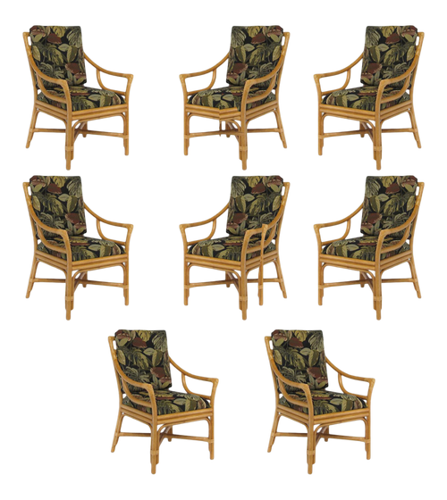 Single Strand Ring Back "Concord" Chair Rattan Dining Armchair, Set of 8