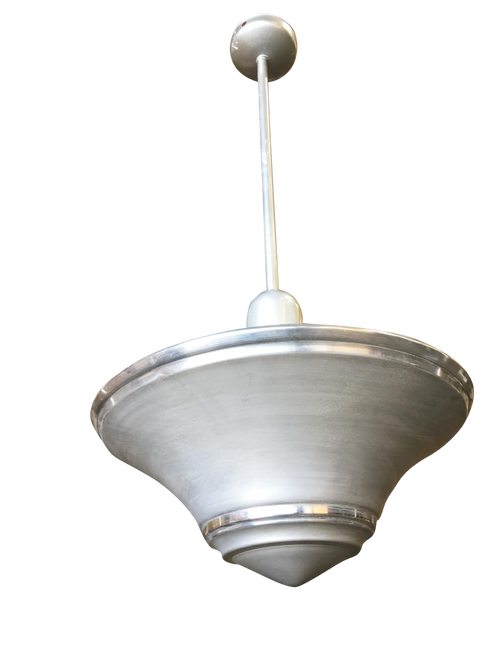 Spun Aluminum Art Deco Saucer Ceiling Pendant Lamp