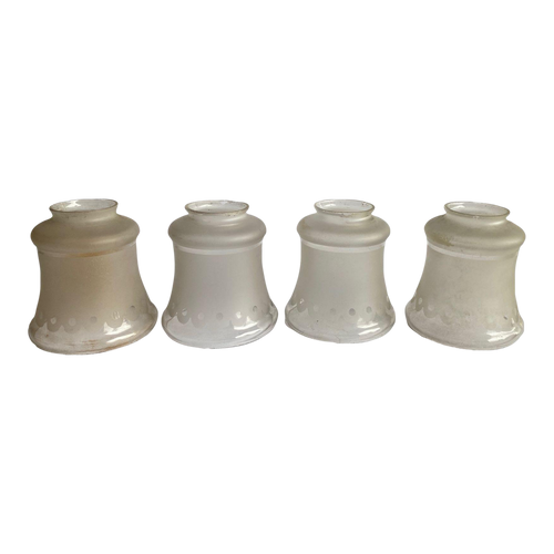 Victorian Style Frosted Laced Hand Blown Glass Shades - Set of 4 Victorian Style Frosted Laced Hand Blown Glass Shades - Set of 4