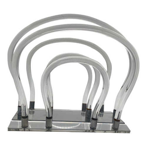 Vintage Dorothy Thorpe Style Magazine Rack Lucite Mirror and Mylar "Chrome"