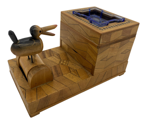 Vintage Inlay Carved Wood Cigarette Box Holder Vintage Inlay Carved Wood Cigarette Box Holder