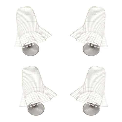 Vintage Mid-Century Bertoia Style Wire Diamond Lounge by Homecrest, Set of 4