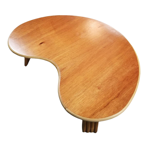 Restored Rattan and Mahogany Biomorphic Coffee Table Restored Rattan and Mahogany Biomorphic Coffee Table