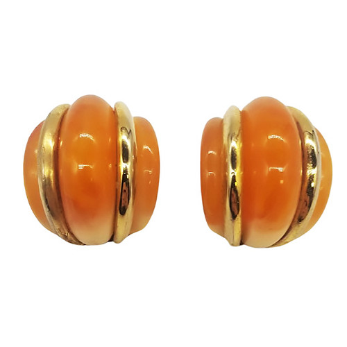 KENNETH JAY LANE Double Ribbed Domed Clip-On Earrings