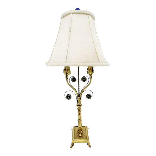 1940s Hollywood Regency Brass Scrolling Griffin Table Lamp With Lamp Shade 1940s Hollywood Regency Brass Scrolling Griffin Table Lamp With Lamp Shade