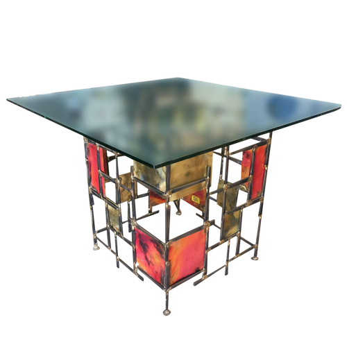 Silas Seandel Style Mixed Metal Nail Brutalist Side Table