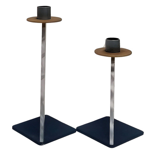 1990s Post Modern Iron, Bronze Candlestick Small Holders by Bruce R. MacDonald, Pair 1990s Post Modern Iron, Bronze Candlestick Small Holders by Bruce R. MacDonald, Pair