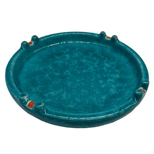Large Mid-Century Aldo Londi Style Itailian Turqoise Glazed Pottery Ashtray
