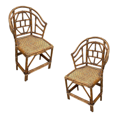 1910s Brighton Pavilion Style Rattan Dining Armchairs - a Pair 1910s Brighton Pavilion Style Rattan Dining Armchairs - a Pair