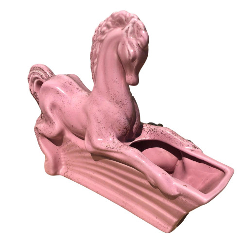 1950s California Pottery Equestrian Stallion Tv Lamp & Planter by Gilner Pottery