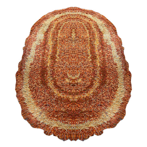 Hand Woven Tricolor Oval Scandinavian 8' X 6' Shag Rug Hand Woven Tricolor Oval Scandinavian 8' X 6' Shag Rug