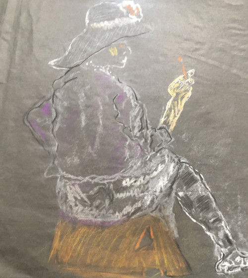 28" x 36" Fancy Women Pastel on Black Paper 28" x 36" Fancy Women Pastel on Black Paper