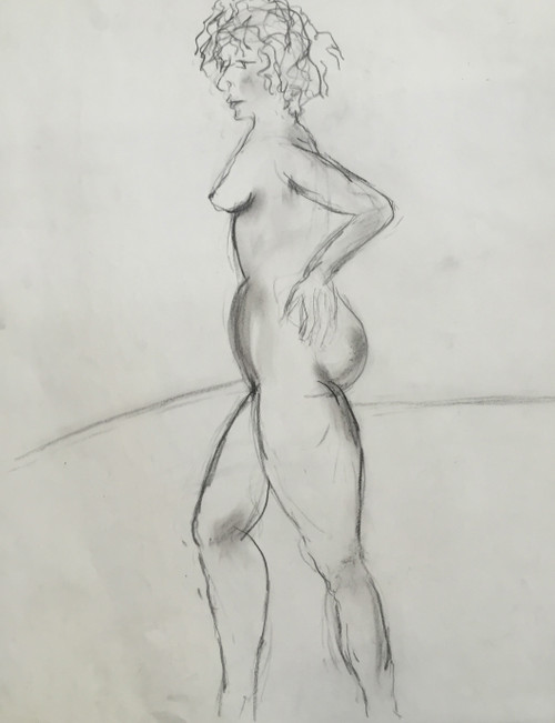 28" x 36" Nude Sassy Girl Charcoal Drawling on Paper 28" x 36" Nude Sassy Girl Charcoal Drawling on Paper