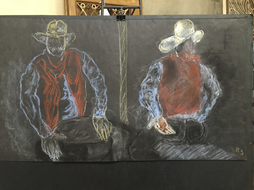 28" x 36" Cowboy Portrait Pastel on Black Paper 28" x 36" Cowboy Portrait Pastel on Black Paper
