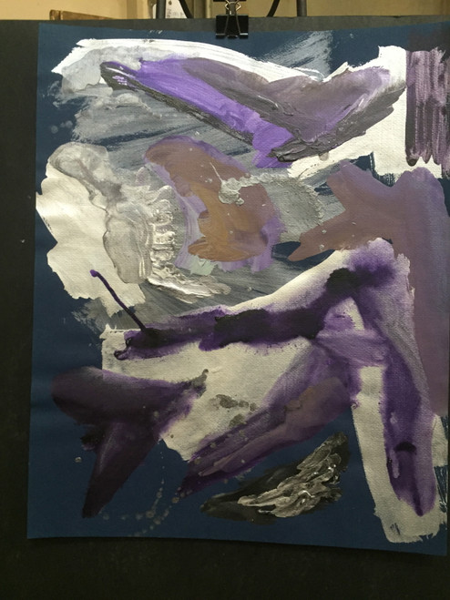 28" x 36" Abstract Purple, White, Black Acrylic on Black Paper 28" x 36" Abstract Purple, White, Black Acrylic on Black Paper