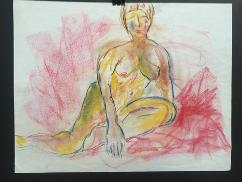 22" x 35" Charcoal Pastel on Paper Pink & White Abstract Nude 22" x 35" Charcoal Pastel on Paper Pink & White Abstract Nude
