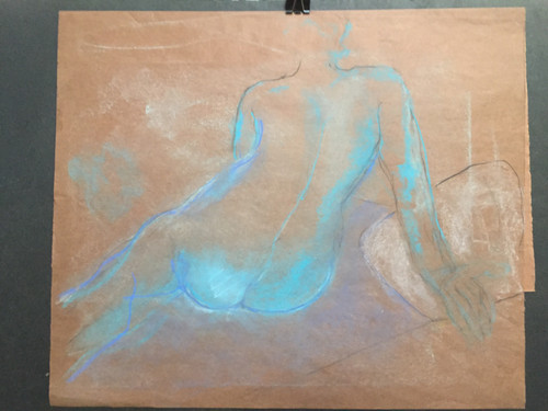 22" x 35" Blue and White Nude Pastel on Paper 22" x 35" Blue and White Nude Pastel on Paper