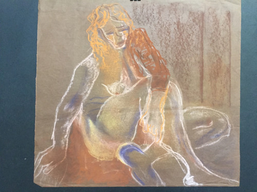 22" x 35" Nude Blond Women Pastel on Brown Paper 22" x 35" Nude Blond Women Pastel on Brown Paper