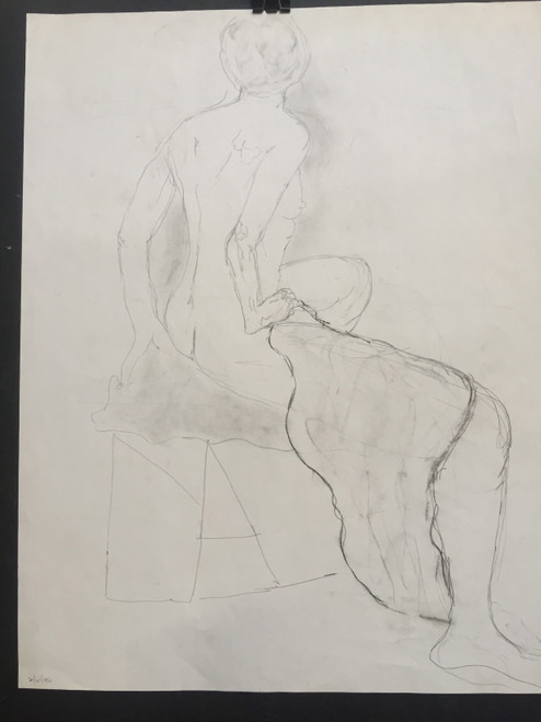 22" x 35" Nude Women on Drapery Drawing on Paper 22" x 35" Nude Women on Drapery Drawing on Paper