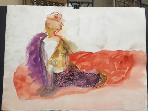 22" x 35" Nude Water Color on Paper 22" x 35" Nude Water Color on Paper