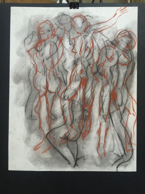 22" x 35" Group of Nude Women Charcoal on Paper 22" x 35" Group of Nude Women Charcoal on Paper