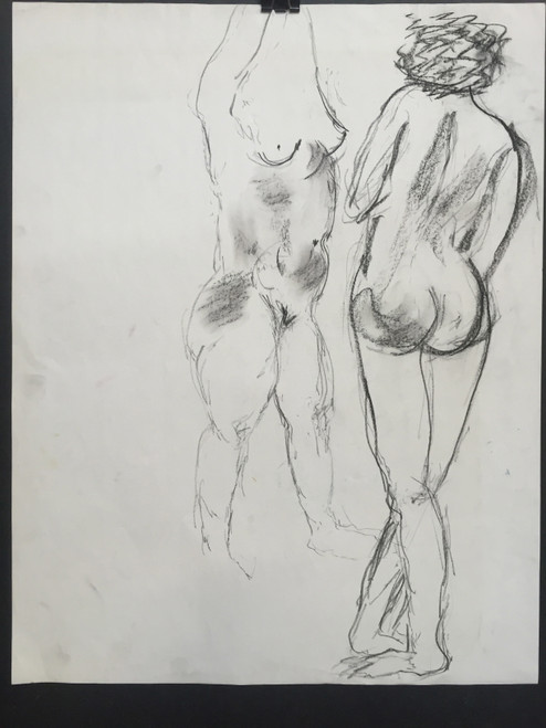 22" x 35" Nude Female Couple Charcoal on Paper 22" x 35" Nude Female Couple Charcoal on Paper