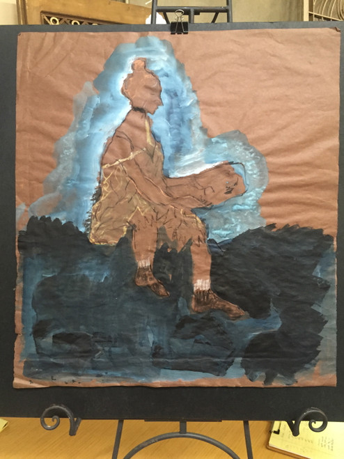 22" x 35" Still Women in Dress Pastel on Brown Paper 22" x 35" Still Women in Dress Pastel on Brown Paper