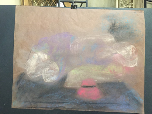 22" x 35" Abstract Stilll Life Pastel on Brown Paper 22" x 35" Abstract Stilll Life Pastel on Brown Paper