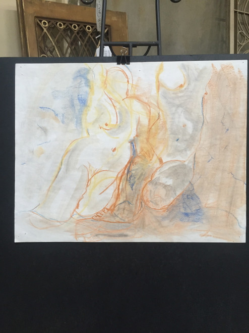 22" x 35" Multicolored Female Nude Pastel on Paper 22" x 35" Multicolored Female Nude Pastel on Paper