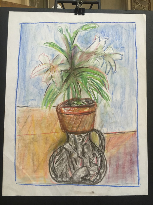22" x 35" Colorful Still Life of Plant on Paper