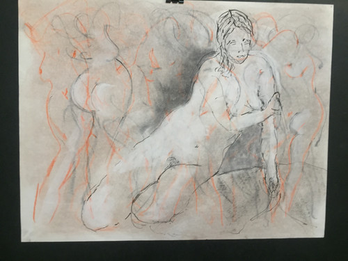 22" x 35" Nude Women on Pillow Charcoal on Paper 22" x 35" Nude Women on Pillow Charcoal on Paper