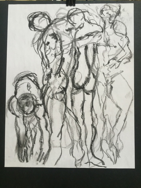 22" x 35" Portrait of 4 Nude Women Charcoal on Paper 22" x 35" Portrait of 4 Nude Women Charcoal on Paper