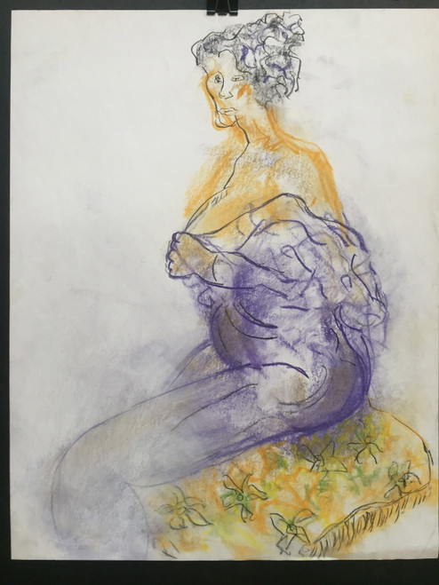 22" x 35" Sitting Women Pastel on Paper 22" x 35" Sitting Women Pastel on Paper