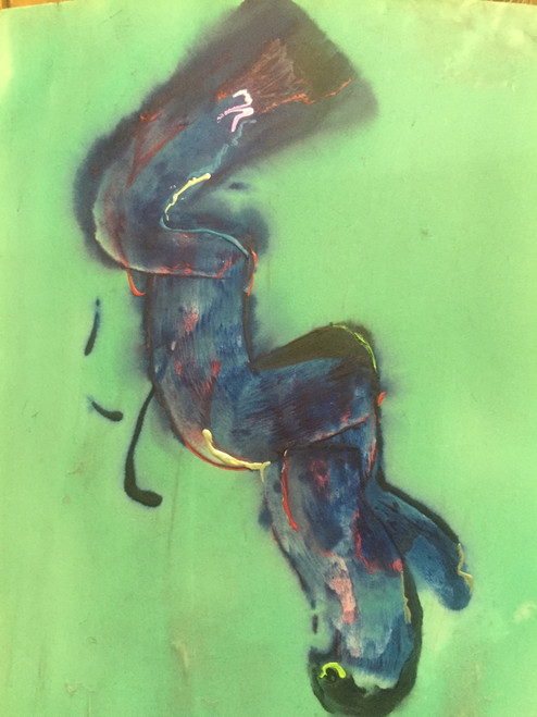 22" x 35" Green and Purple Abstract Acrylic on Paper 22" x 35" Green and Purple Abstract Acrylic on Paper