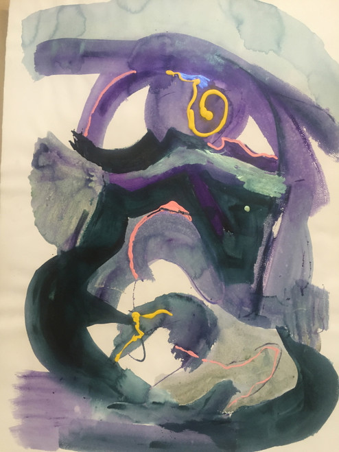 22" x 35" Abrstract Purple Watercolor on Paper 22" x 35" Abrstract Purple Watercolor on Paper