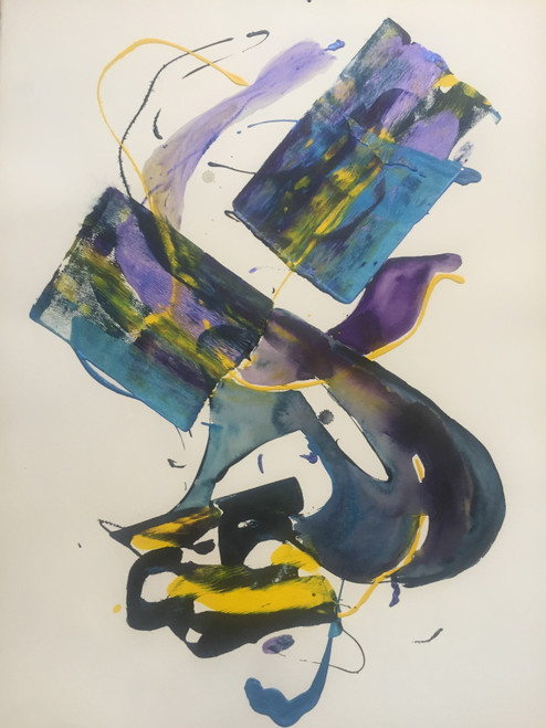 22" x 35" Abstract Yellow and Purcple Cans Watercolor on Paper 22" x 35" Abstract Yellow and Purcple Cans Watercolor on Paper