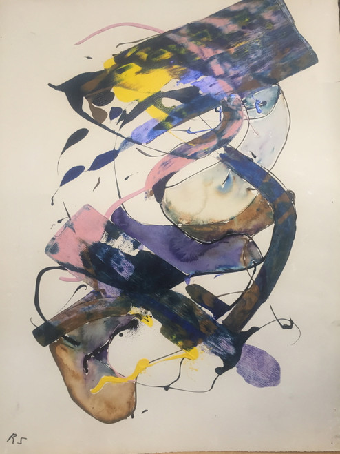 22" x 35" Abstract Yellow & Blue Abstarct Watercolor on Paper 22" x 35" Abstract Yellow & Blue Abstarct Watercolor on Paper