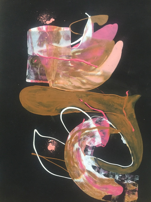 22" x 35" Abstract Purple & Rust Acrylic on Paper 22" x 35" Abstract Purple & Rust Acrylic on Paper