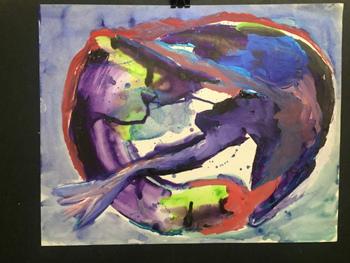 15” x 20” Abstract Purple Circle Watercolor on Paper 15” x 20” Abstract Purple Circle Watercolor on Paper