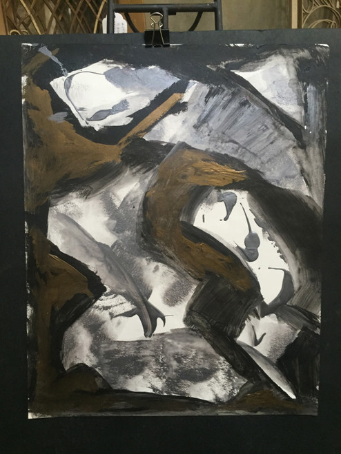 15” x 20” Black and Gold Abstract Acrylic on Paper 15” x 20” Black and Gold Abstract Acrylic on Paper