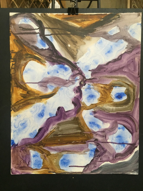15” x 20” Brown, Blue and Puprle Abstract Watercolor on Paper 15” x 20” Brown, Blue and Puprle Abstract Watercolor on Paper