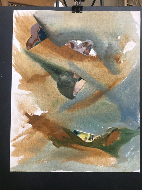 15” x 20” Brown and Blue Abstract Watercolor on Paper 15” x 20” Brown and Blue Abstract Watercolor on Paper