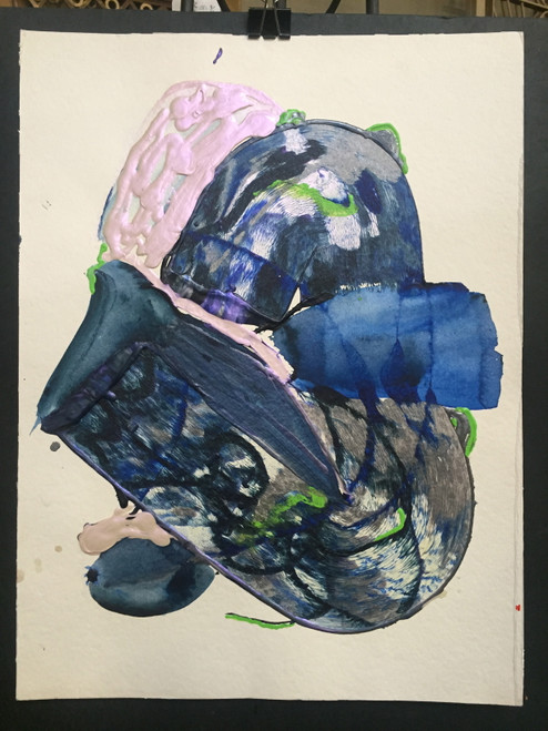 15" x 20" Blue Kidney Abstract Acrylic on Paper 15" x 20" Blue Kidney Abstract Acrylic on Paper